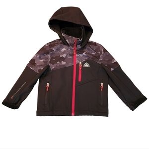 Snozu Boys Softshell Fleece Lined Hooded Jacket (Black/Forest Camo)